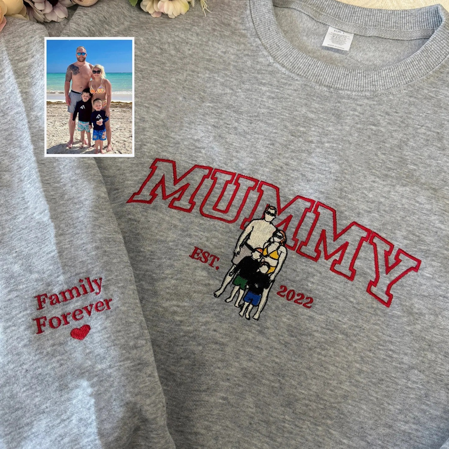 Personalized Mama Portrait Embroidered Sweatshirt