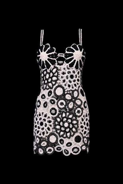 Coral Crochet Mini Dress