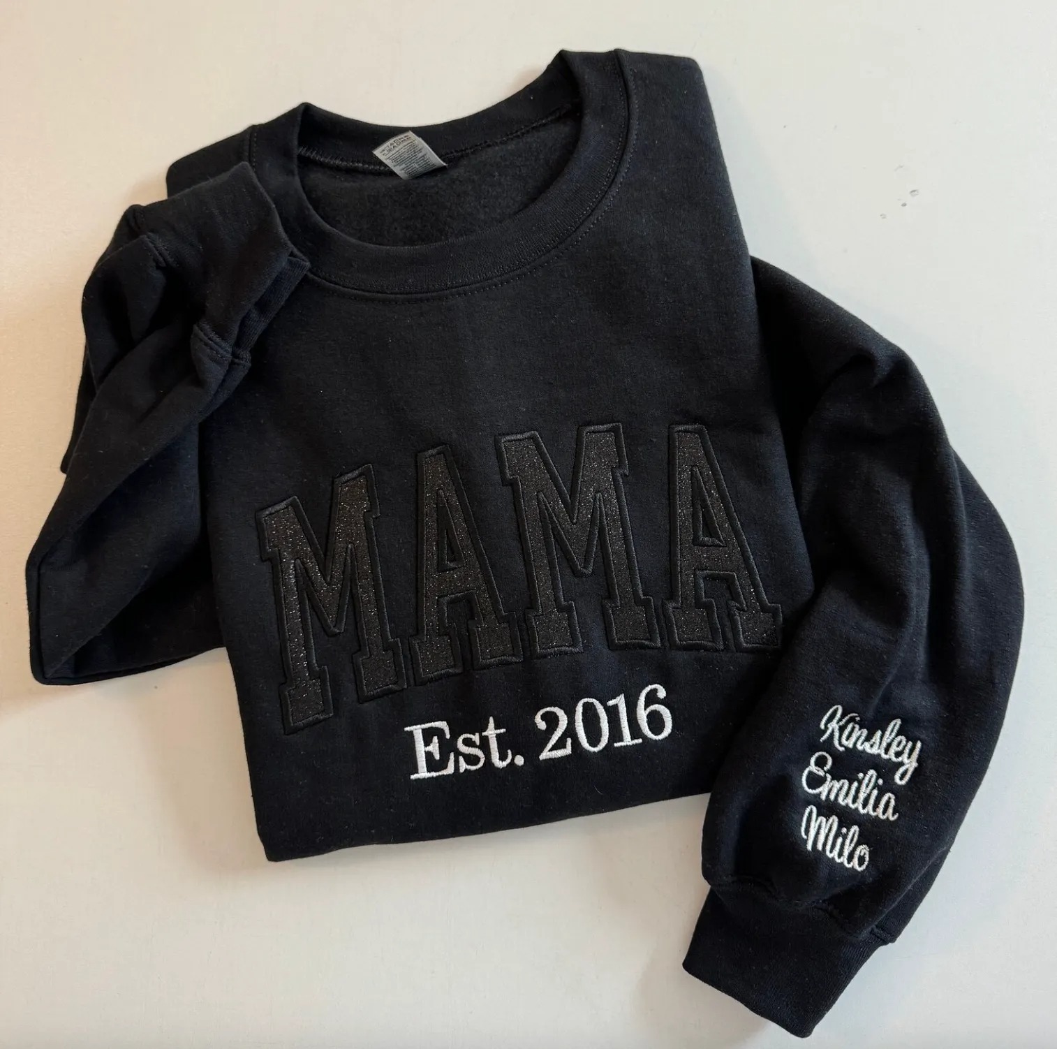 Custom Embroidered Glitter Vinyl Sweatshirt-Gift For Mom & Dad