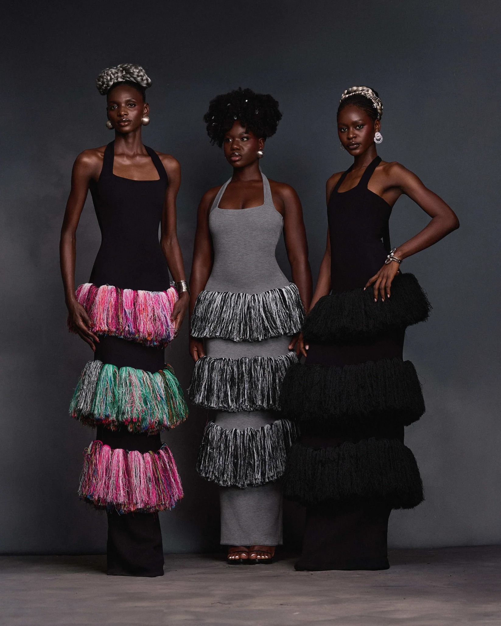 Adjustable Halter Neck Slim-Fit Tassel Long Dress