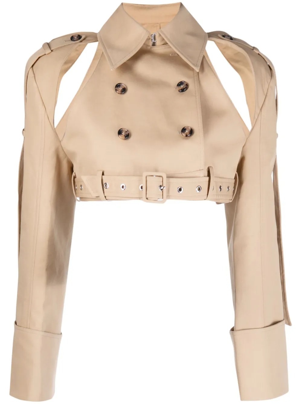 Cropped Trench Jacket In Brown