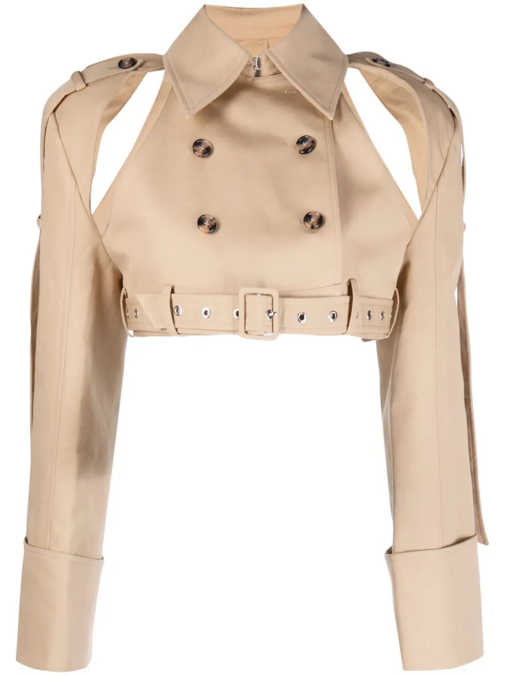 Cropped Trench Jacket In Brown
