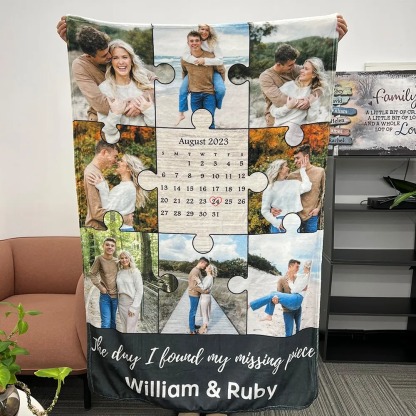 The Day I Found My Missing Piece Custom Couple Photos Blanket