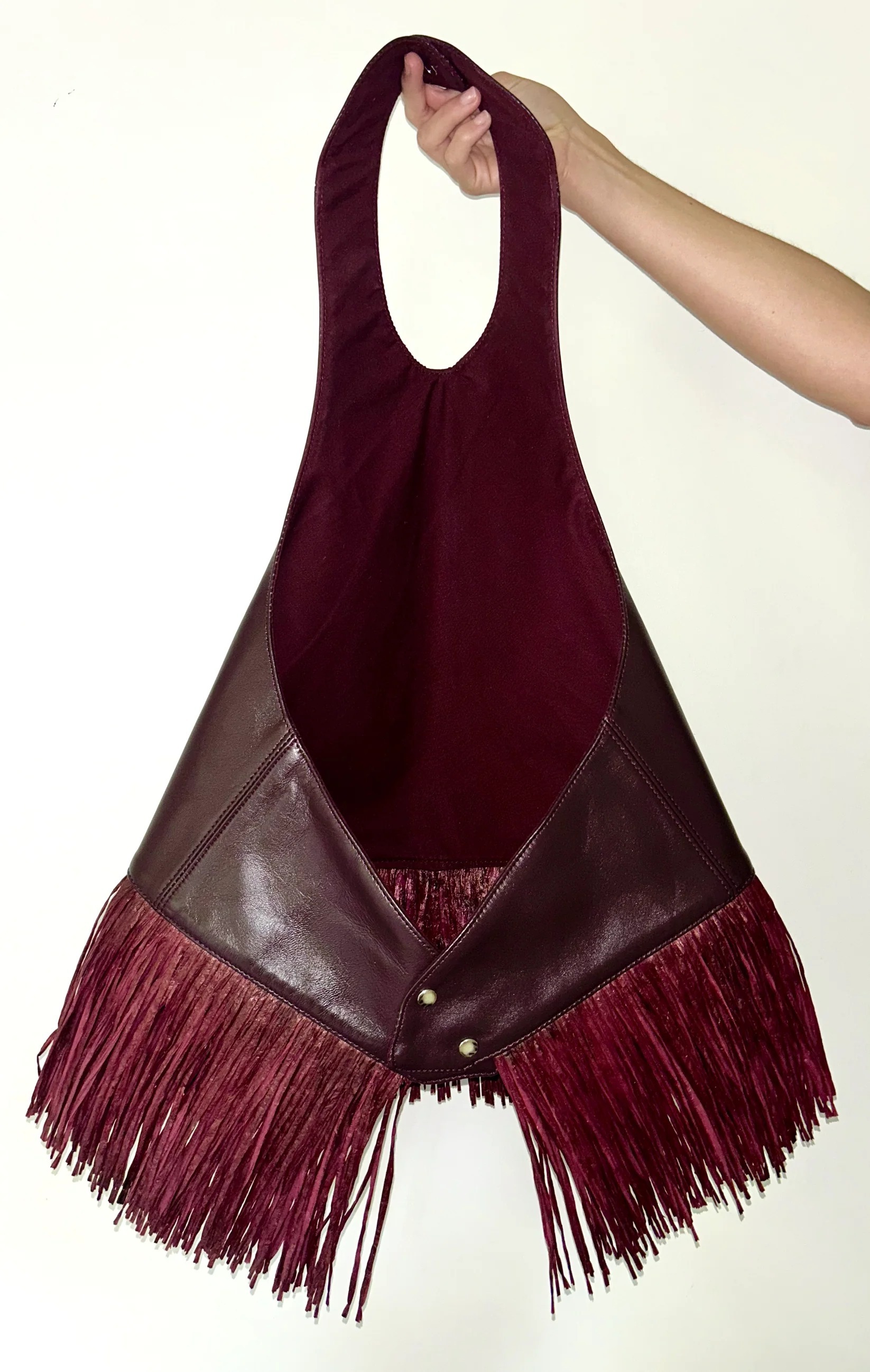 Burgundy Leather Tassel Vest