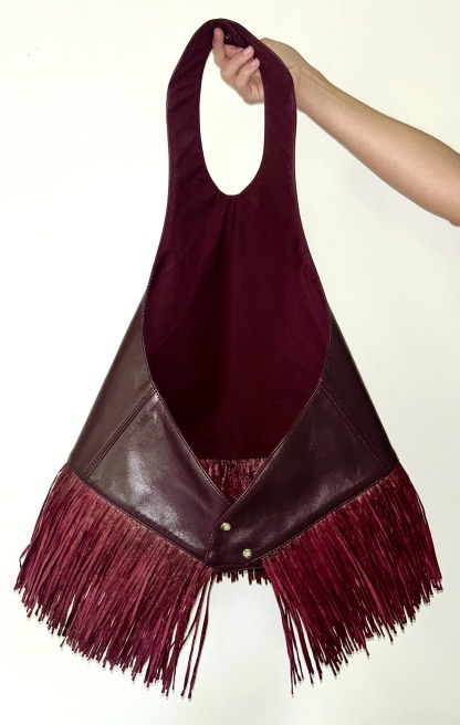 Burgundy Leather Tassel Vest