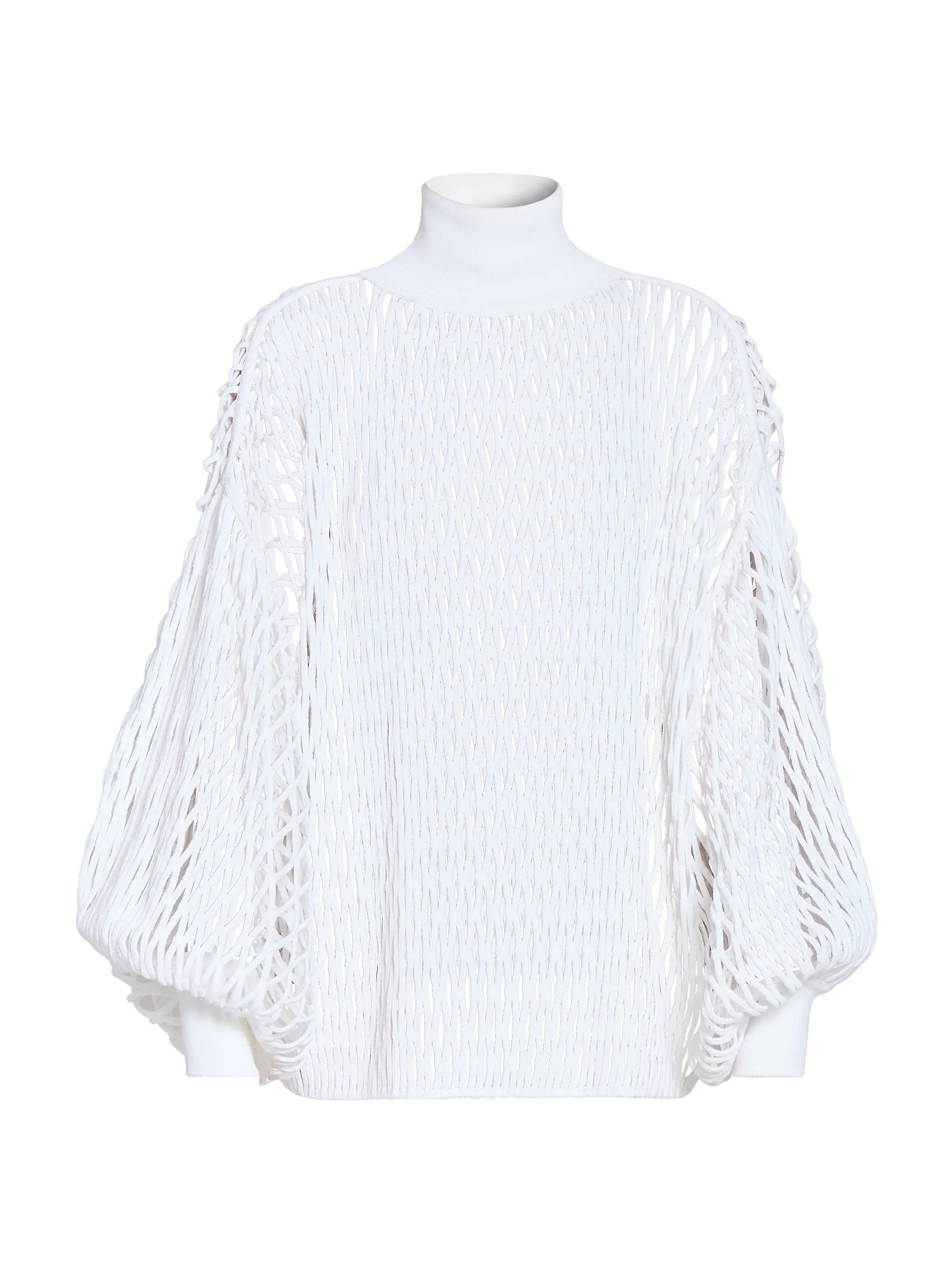 Macrame Knit High-Neck Sweater