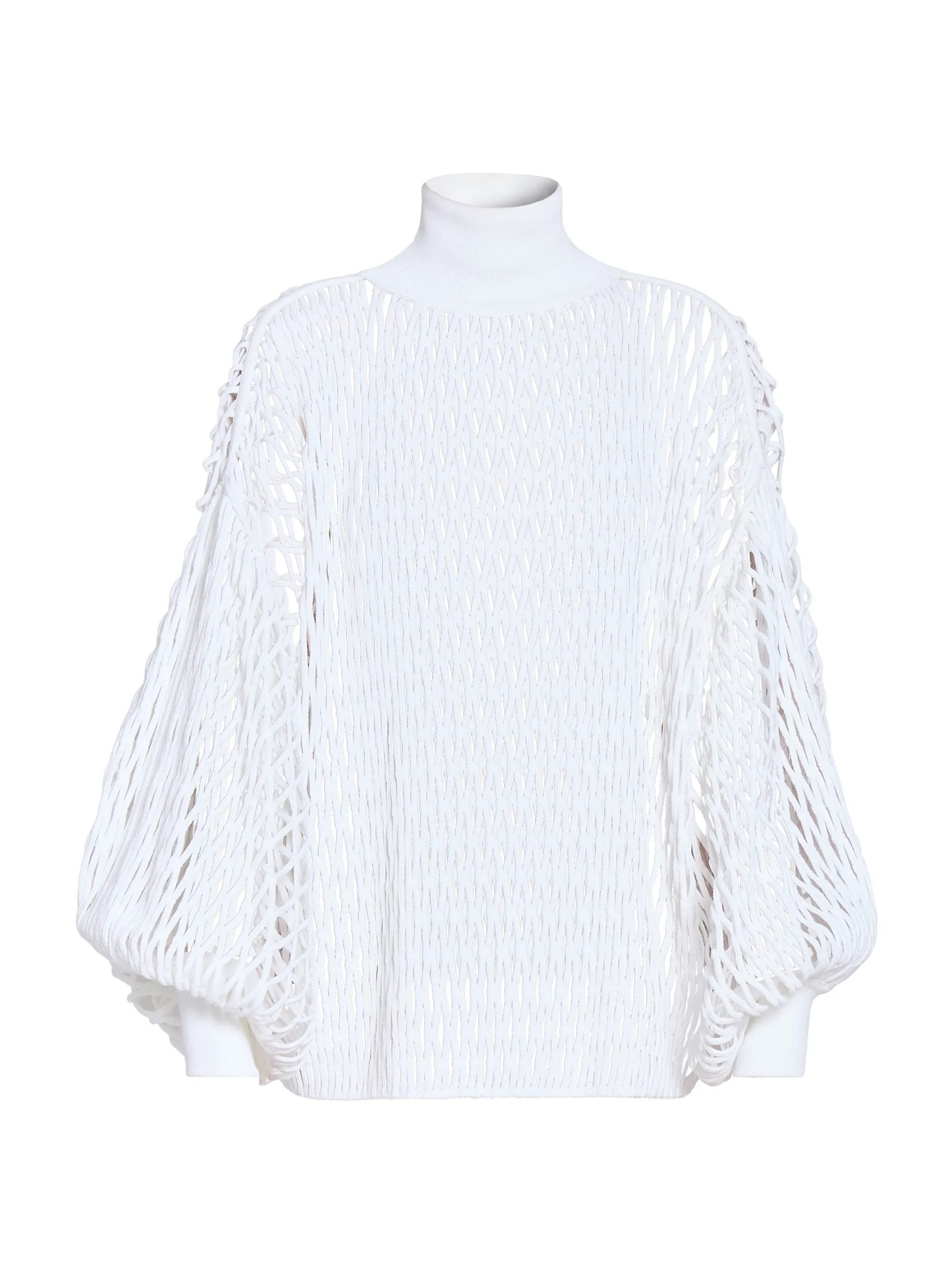 Macrame Knit High-Neck Sweater