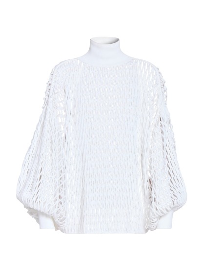 Macrame Knit High-Neck Sweater