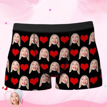 Custom Heart Face On Men's Boxer