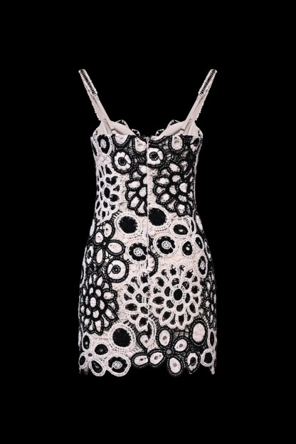 Coral Crochet Mini Dress