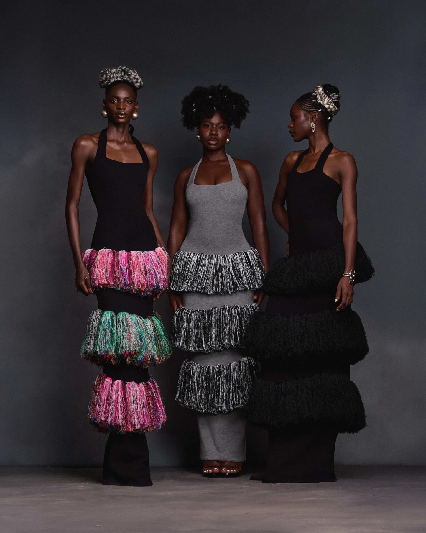 Adjustable Halter Neck Slim-Fit Tassel Long Dress