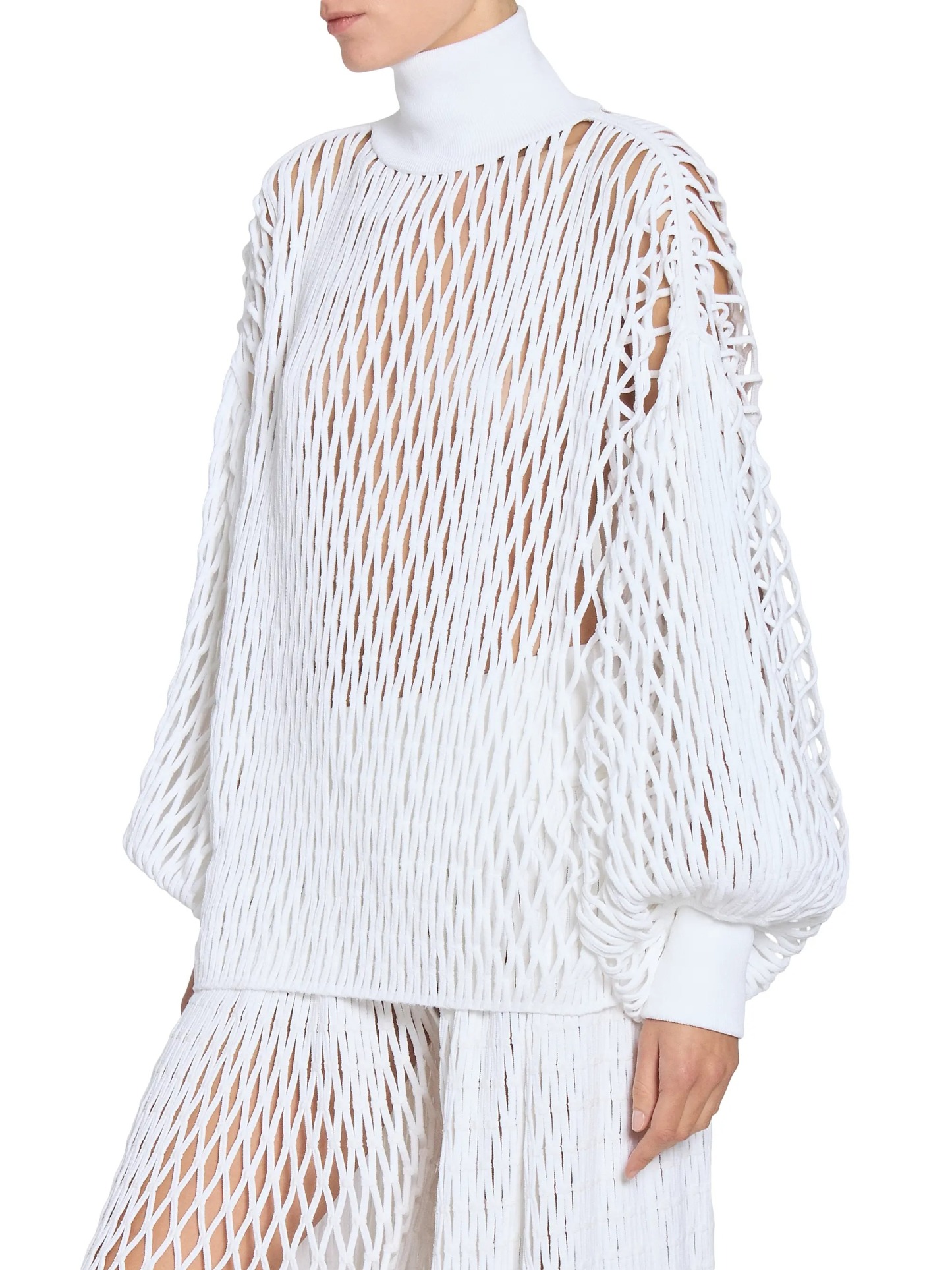 Macrame Knit High-Neck Sweater