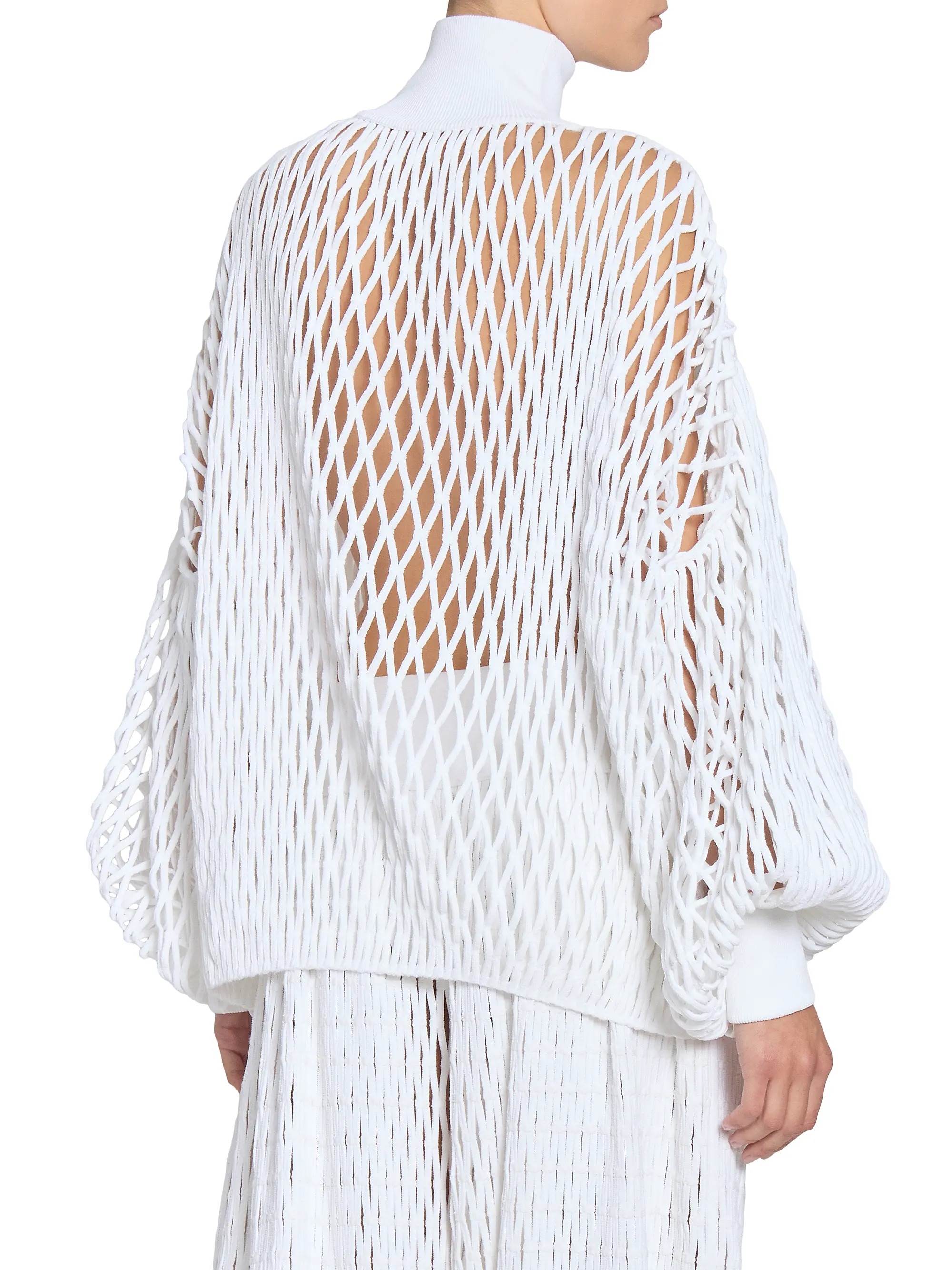 Macrame Knit High-Neck Sweater