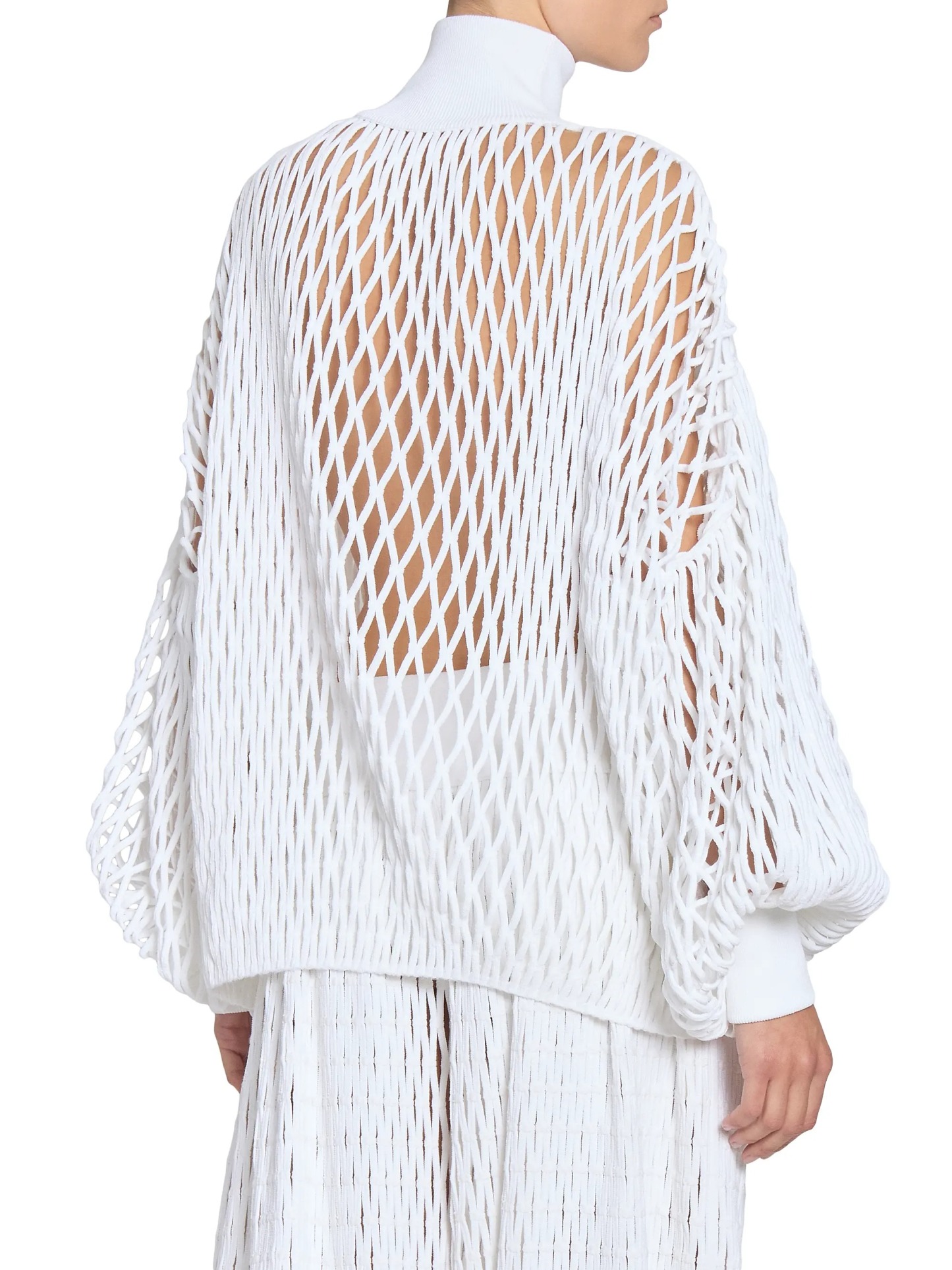 Macrame Knit High-Neck Sweater