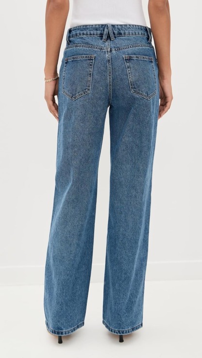 Casual Button High Waisted Straight Leg Denim Pants