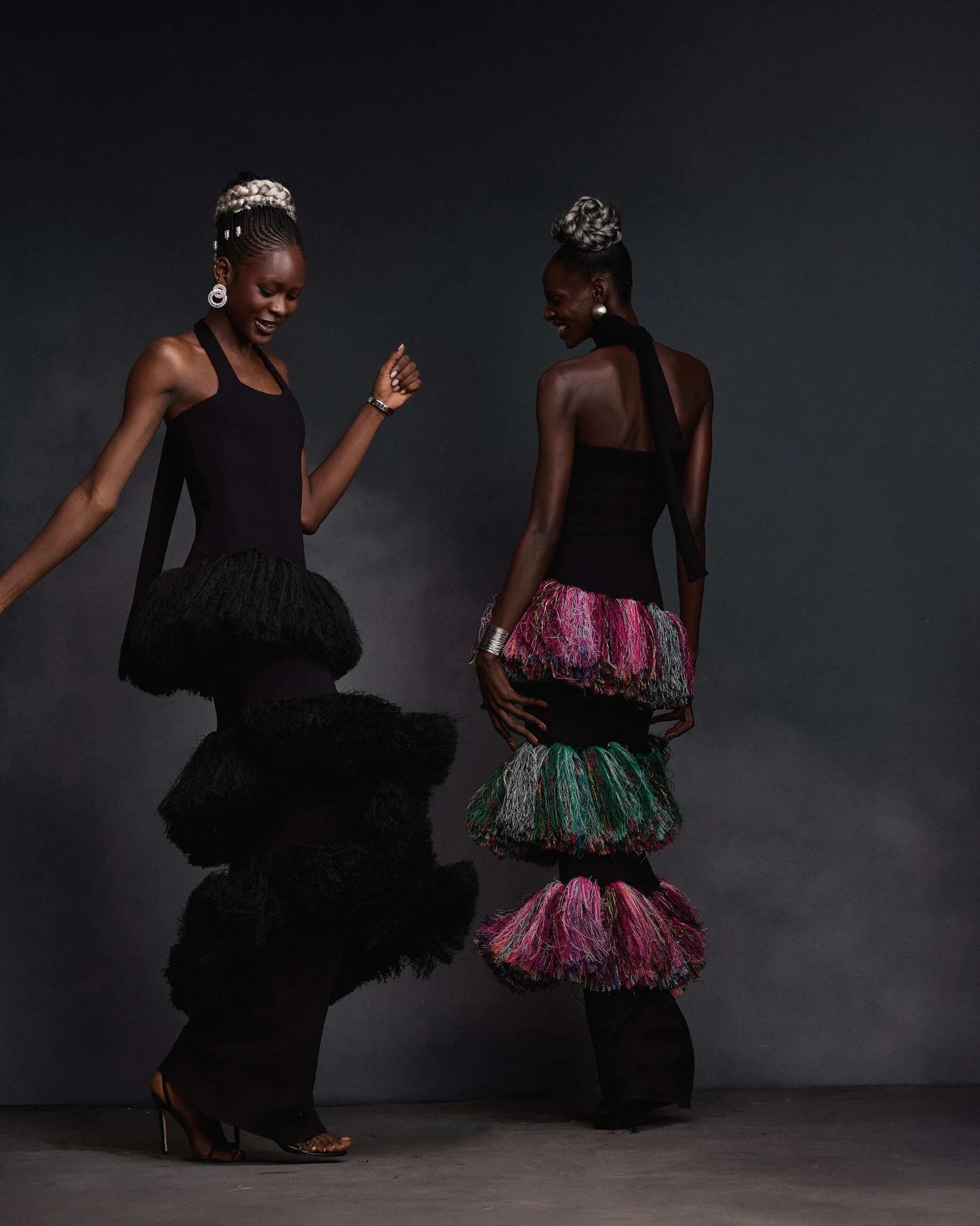 Adjustable Halter Neck Slim-Fit Tassel Long Dress