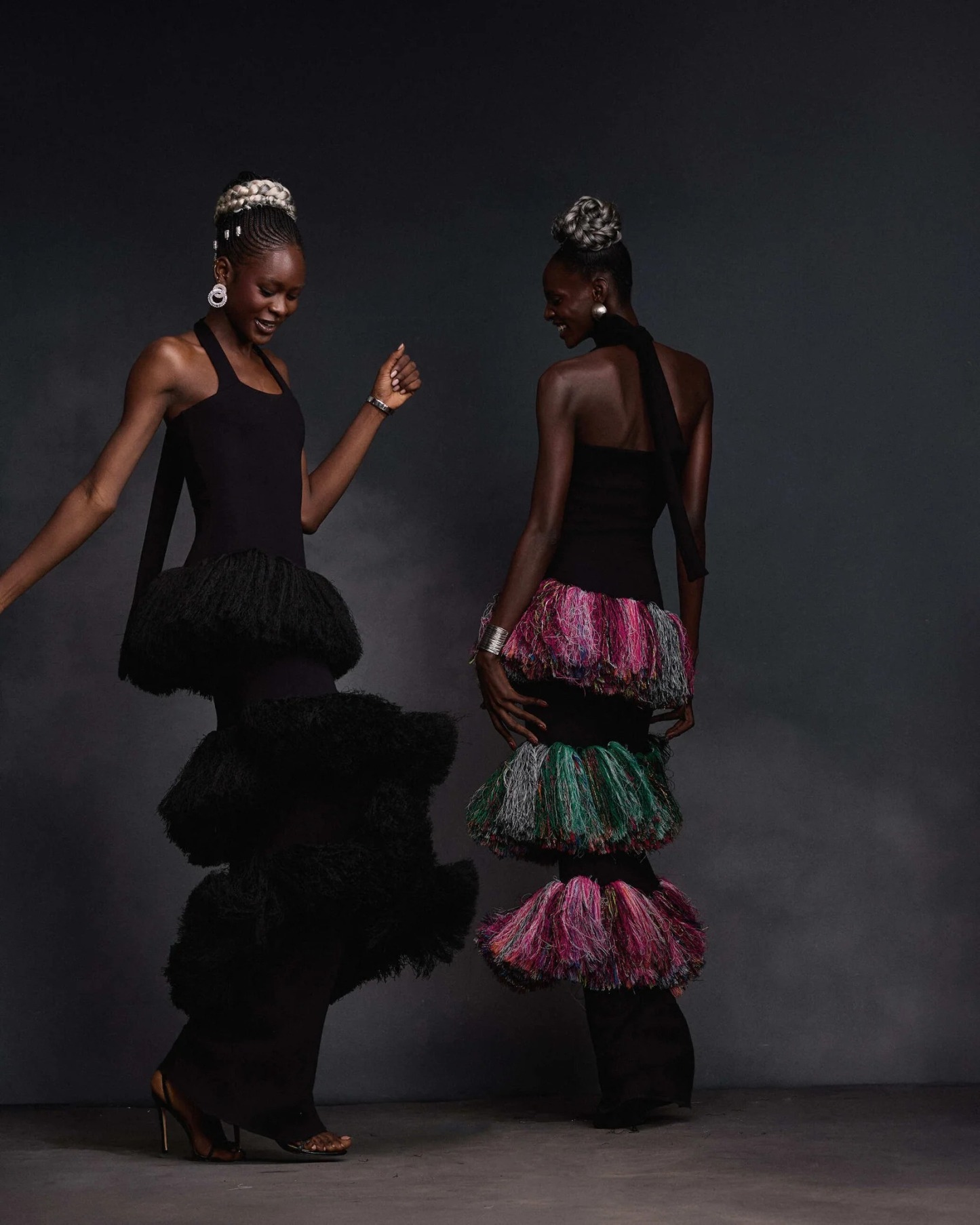 Adjustable Halter Neck Slim-Fit Tassel Long Dress