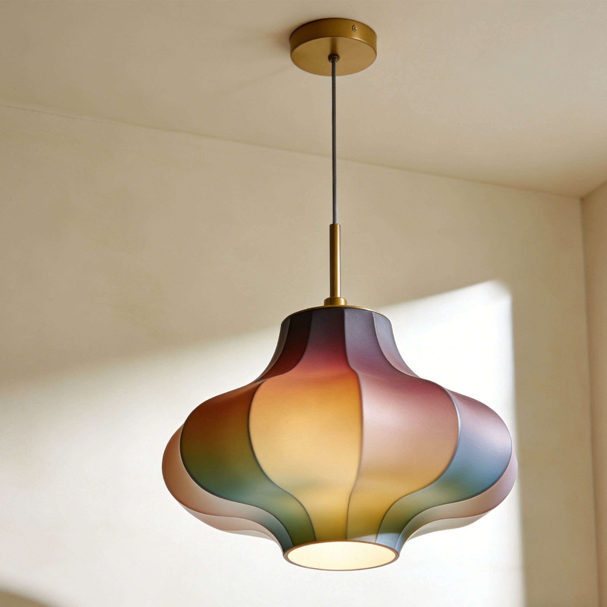 Creative art dining room chandelier hanging above table