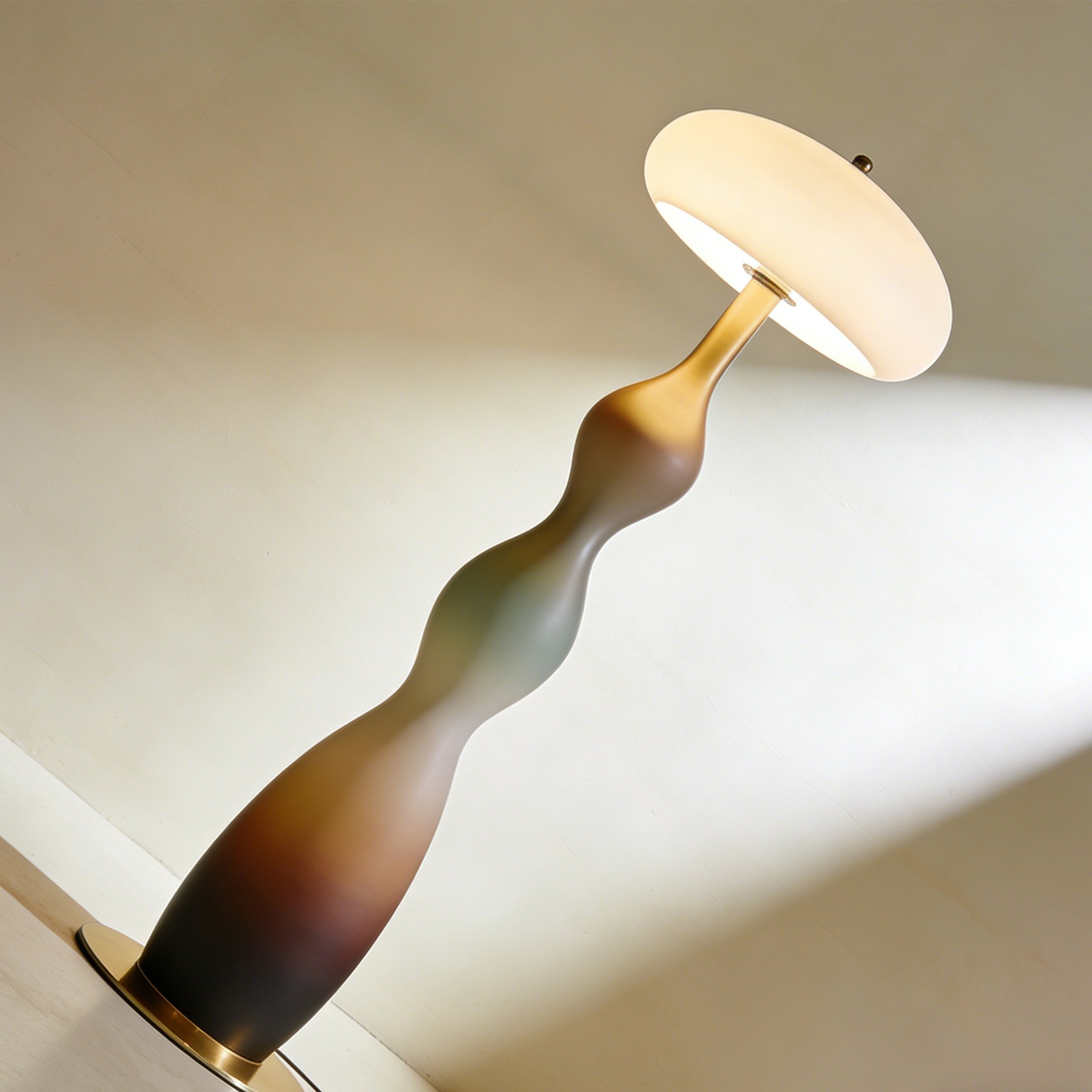 Adjustable LED standing lamp next to sofa