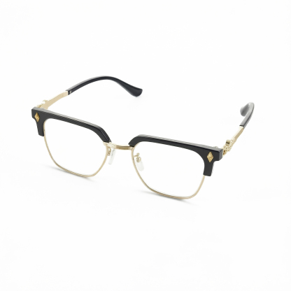 Gafas de lectura con luz azul, media montura cuadrada dorada