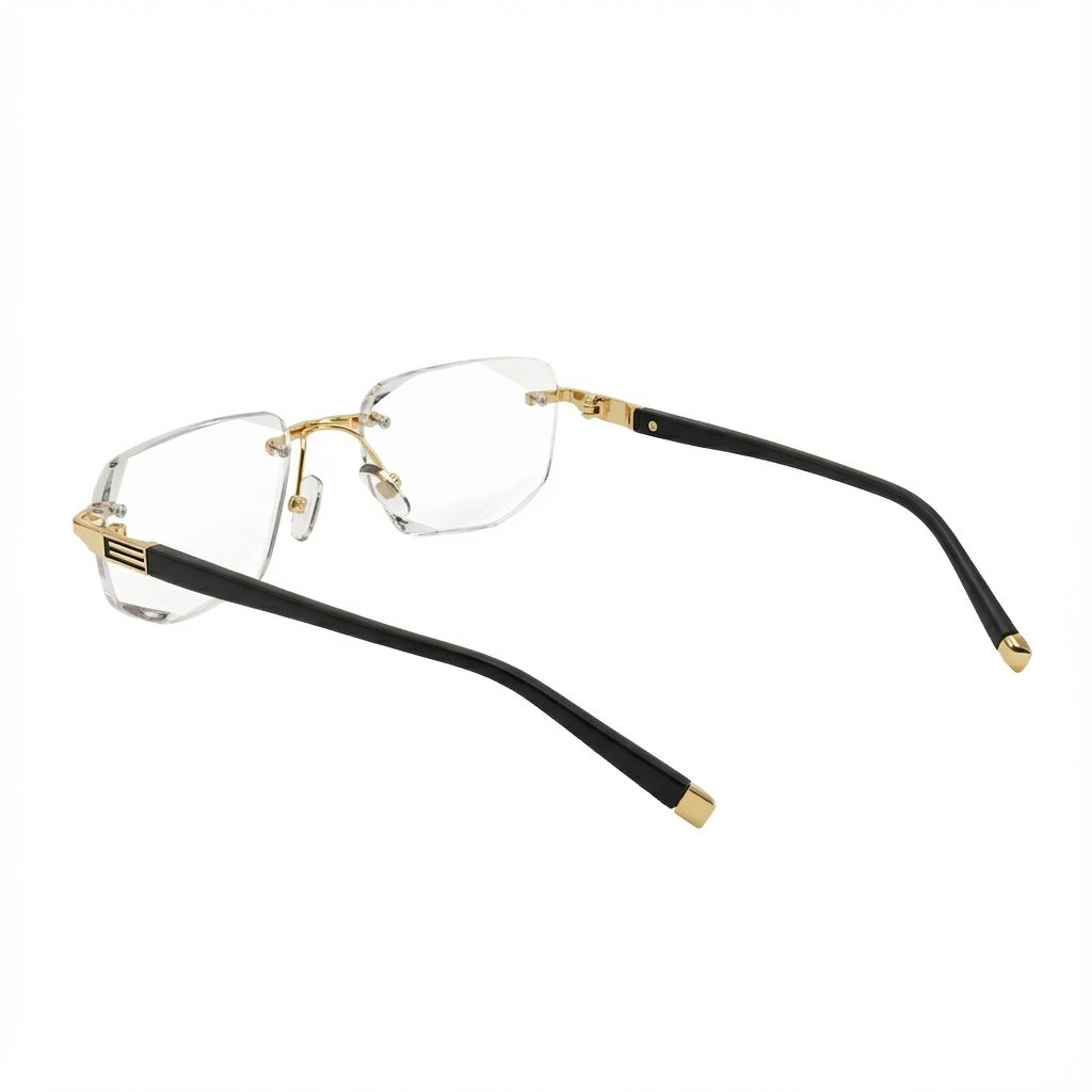 Gafas de lectura retro sin montura en color dorado