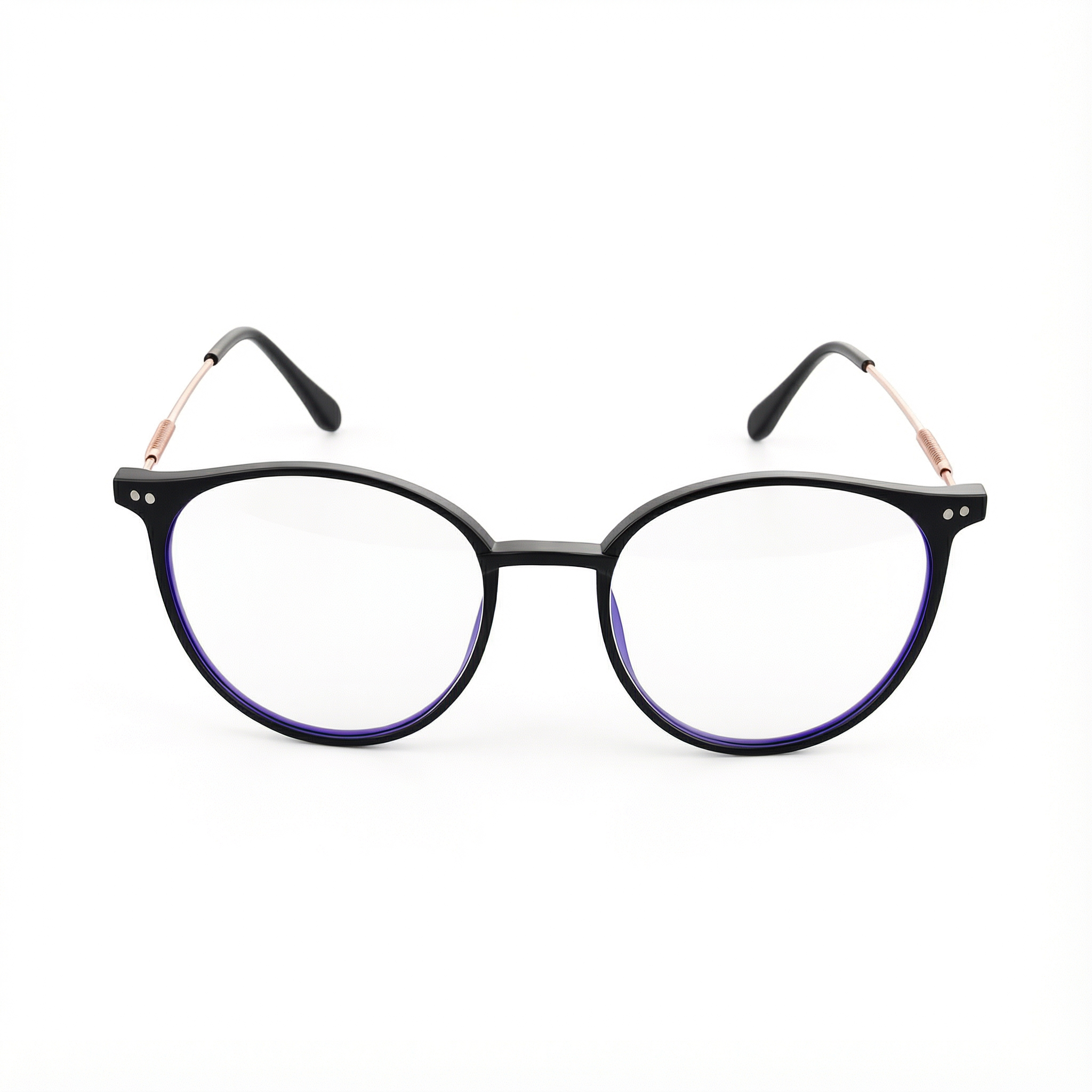 Gafas de lectura con filtro de luz azul, montura completa redonda negra