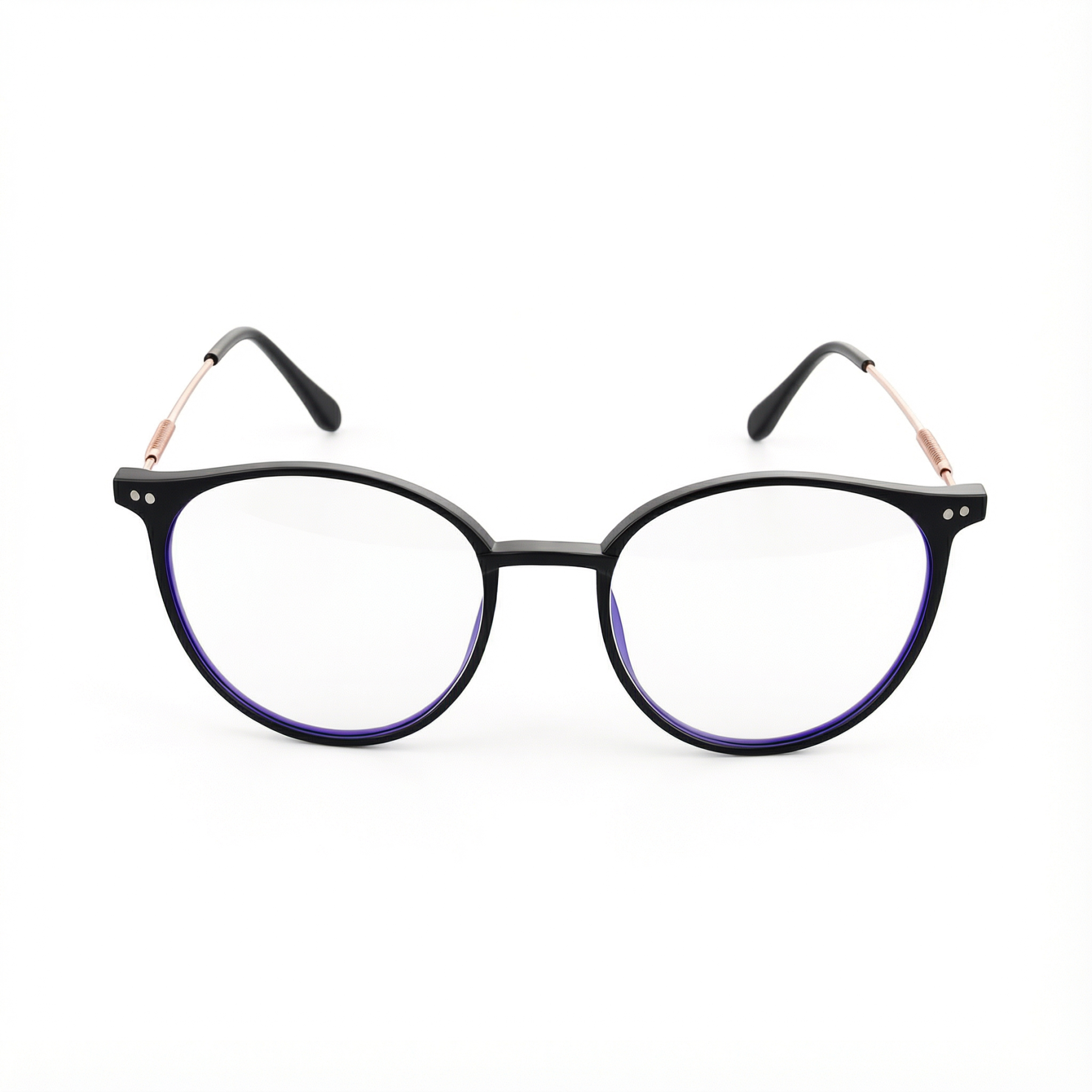 Gafas de lectura con filtro de luz azul, montura completa redonda negra