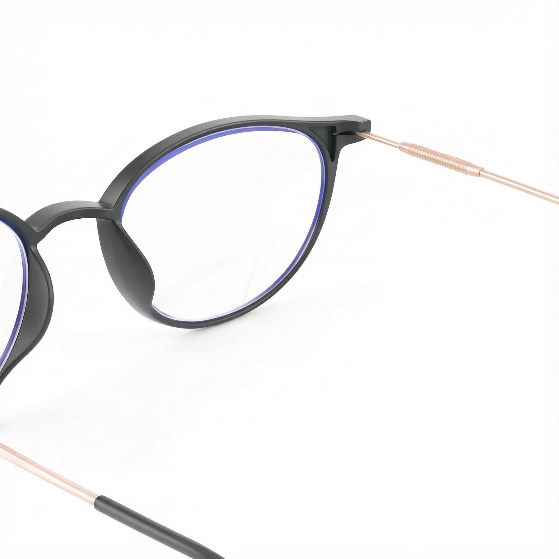 Gafas de lectura con filtro de luz azul, montura completa redonda negra