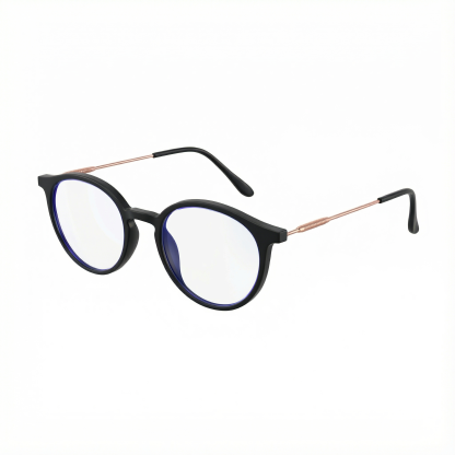 Gafas de lectura con filtro de luz azul, montura completa redonda negra