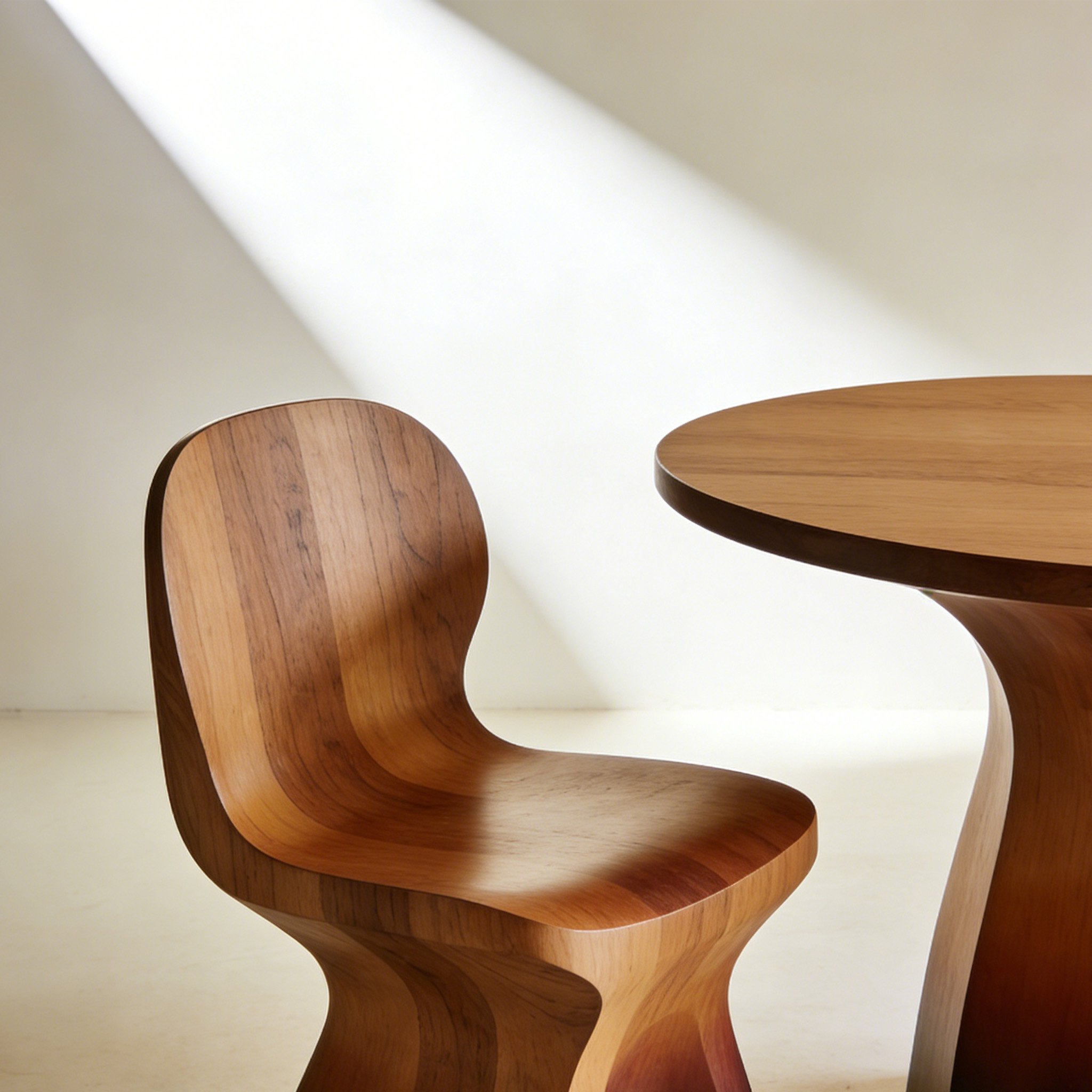 Nowoczesny zestaw stołu i krzeseł w jasnej jadalni