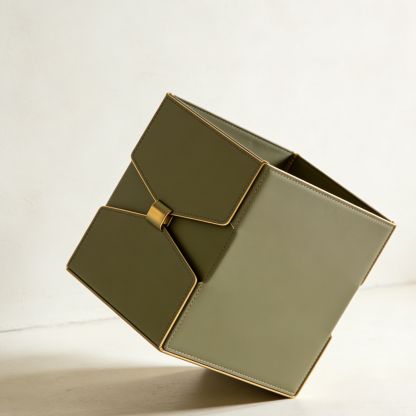 Kwadratowy skórzany kosz do przechowywania