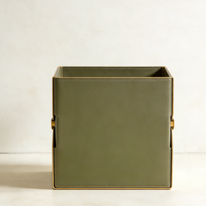 Kwadratowy skórzany kosz do przechowywania