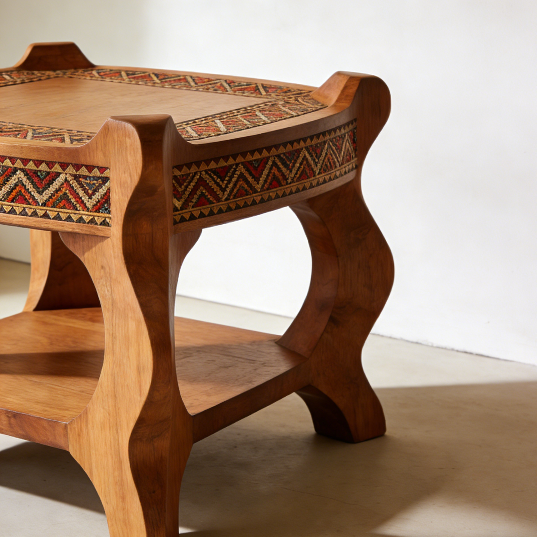 Kwadratowy stolik do herbaty z rzeźbieniami