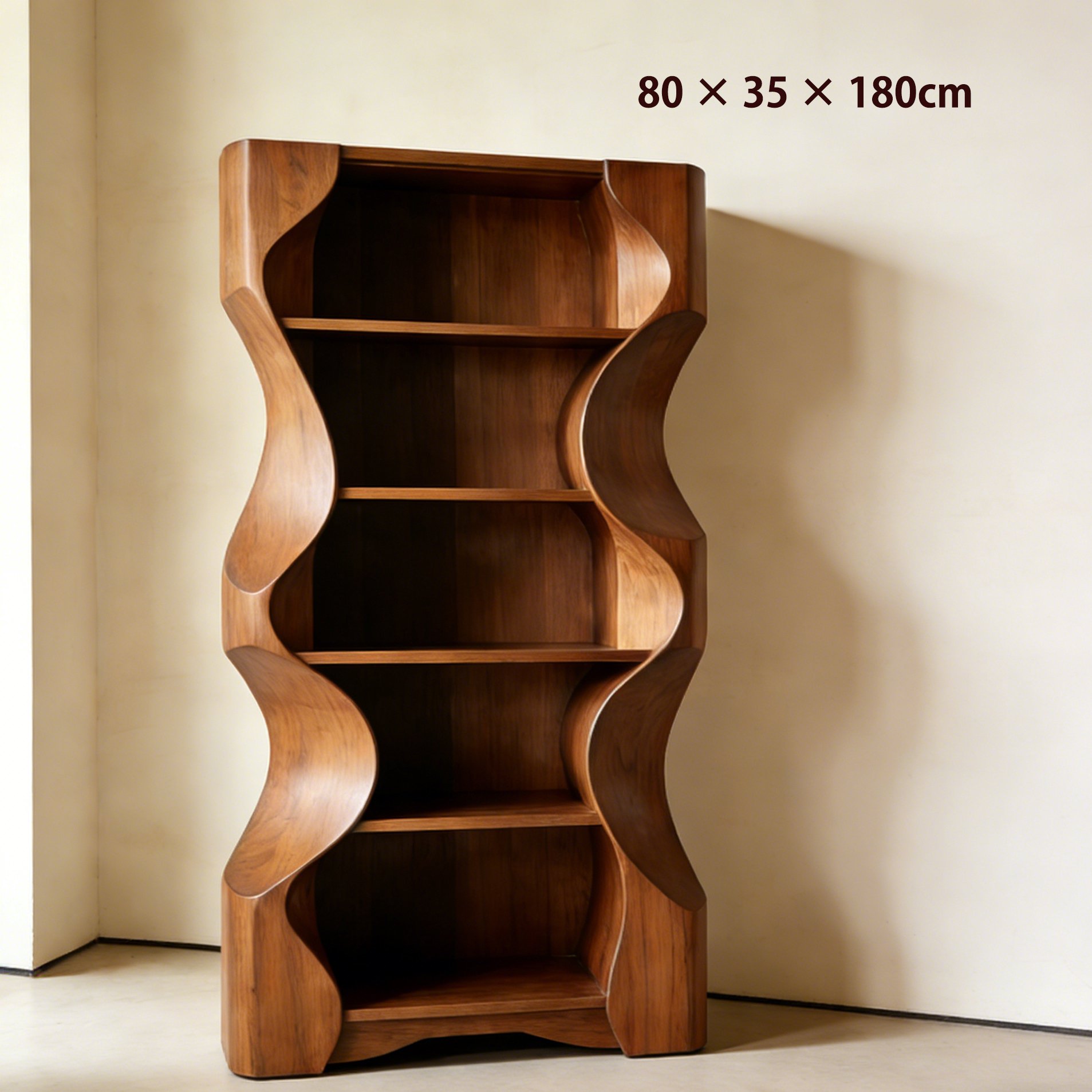 Drewniana półka na książki montowana na ścianie