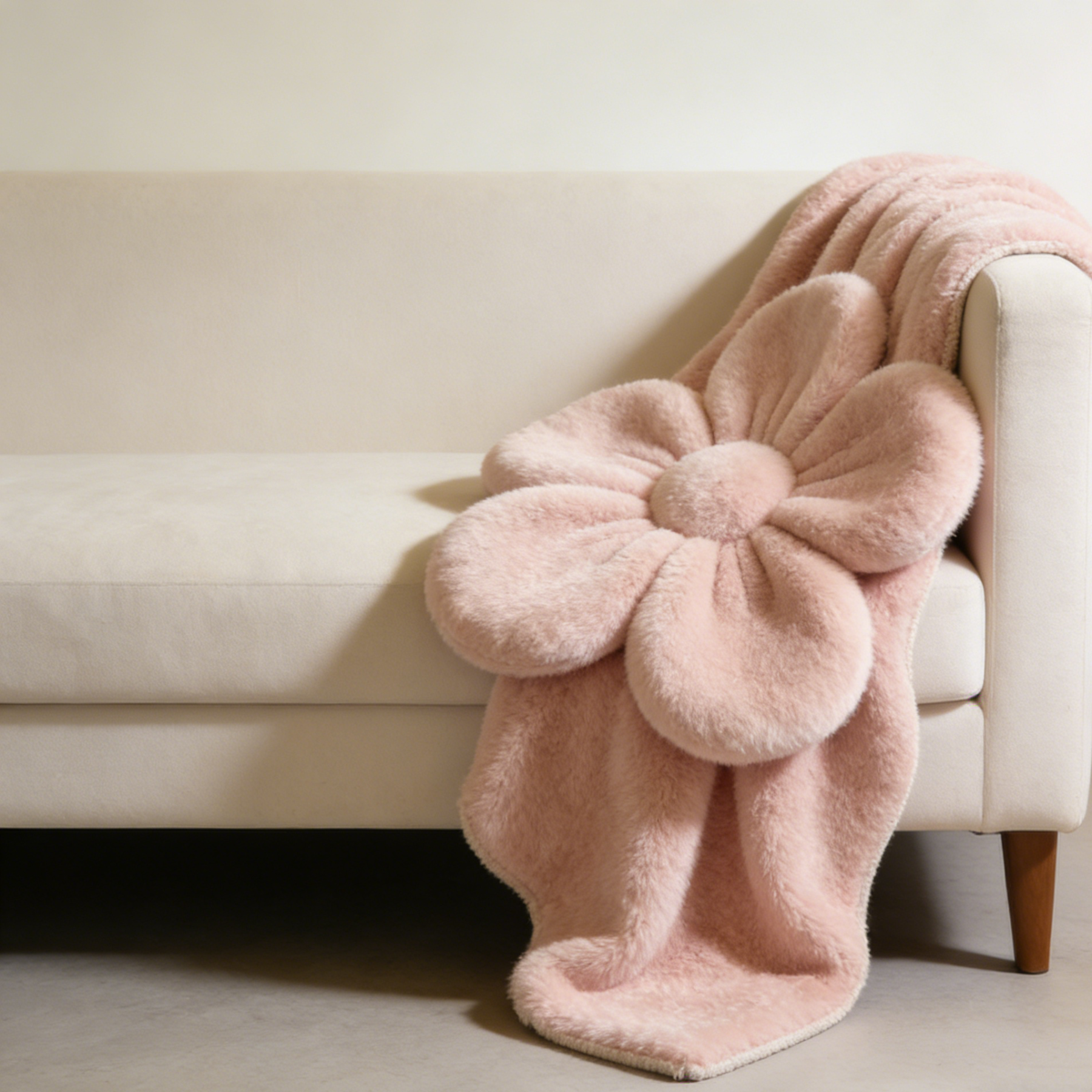 Koc pluszowy w kształcie kwiatu