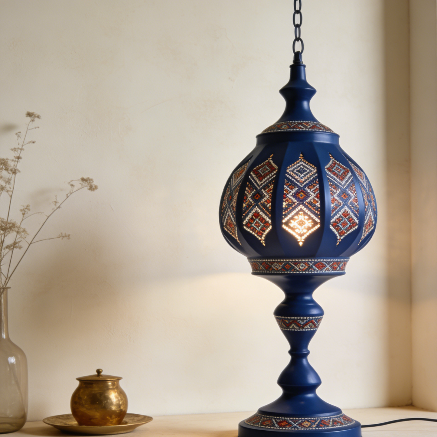 Malowana lampa stołowa