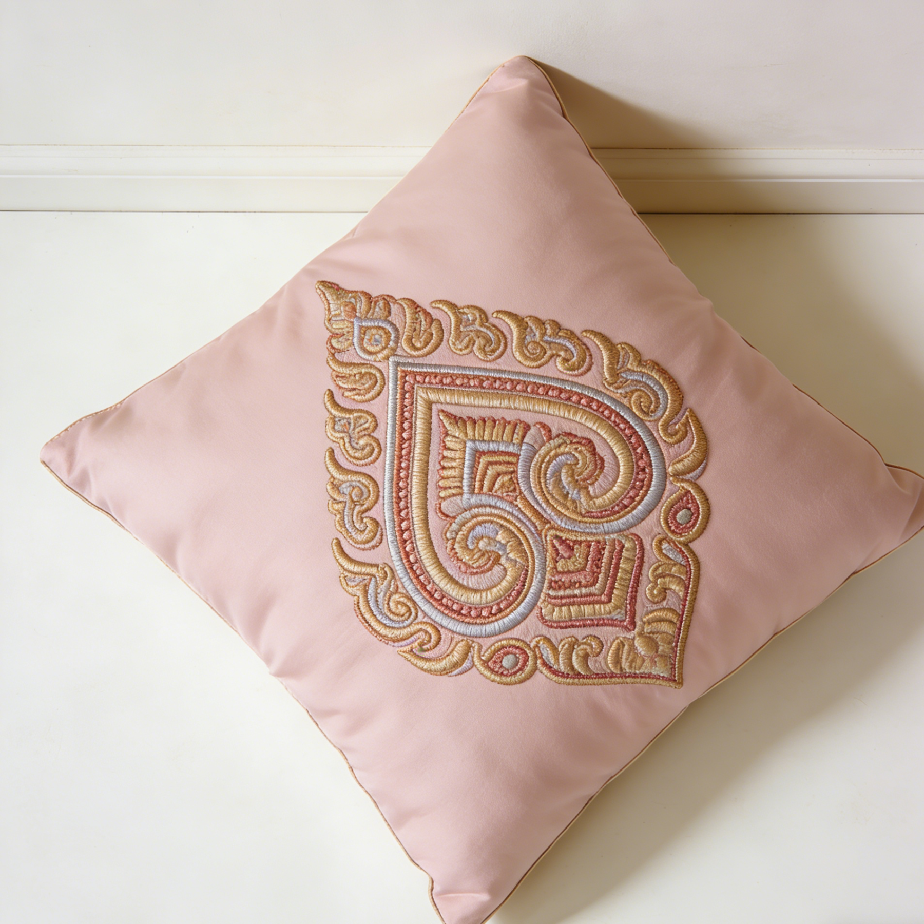 Kwadratowa poduszka z haftem