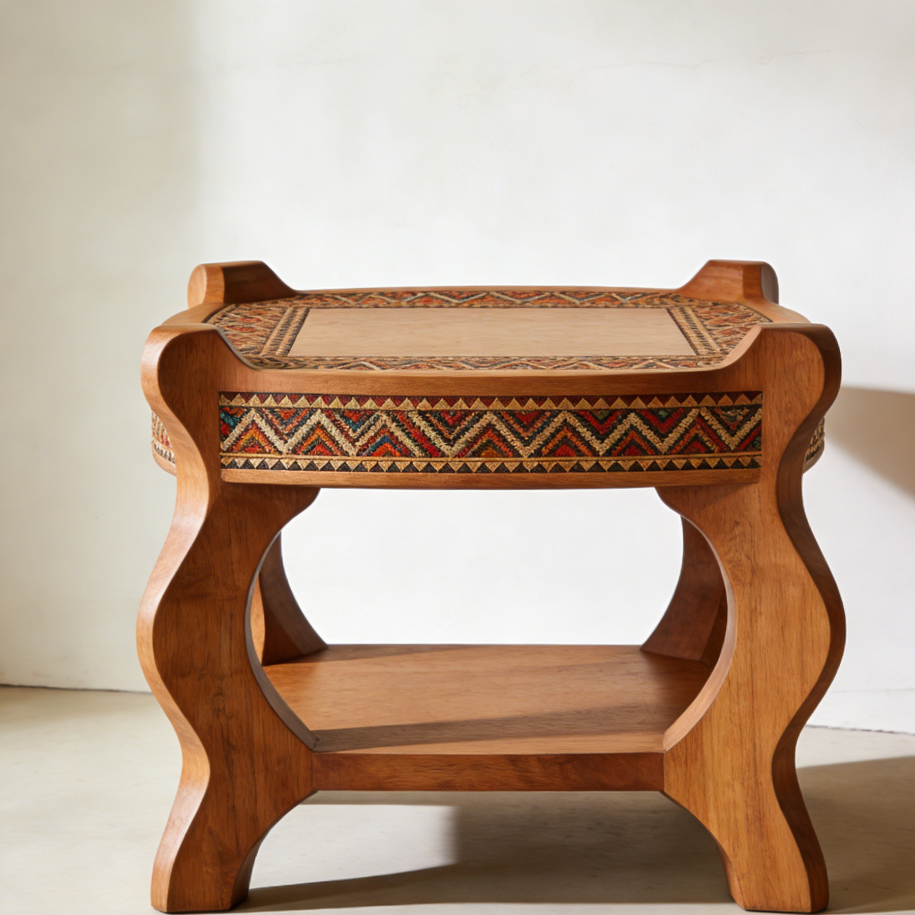 Kwadratowy stolik do herbaty z rzeźbieniami