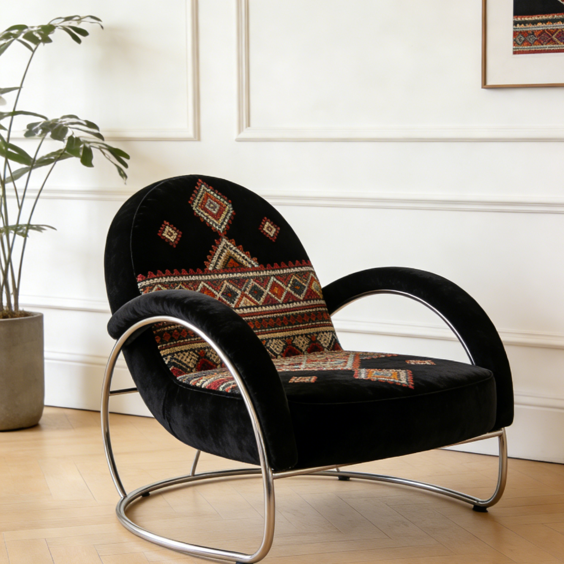 Okrągłe żelazne krzesło wypoczynkowe