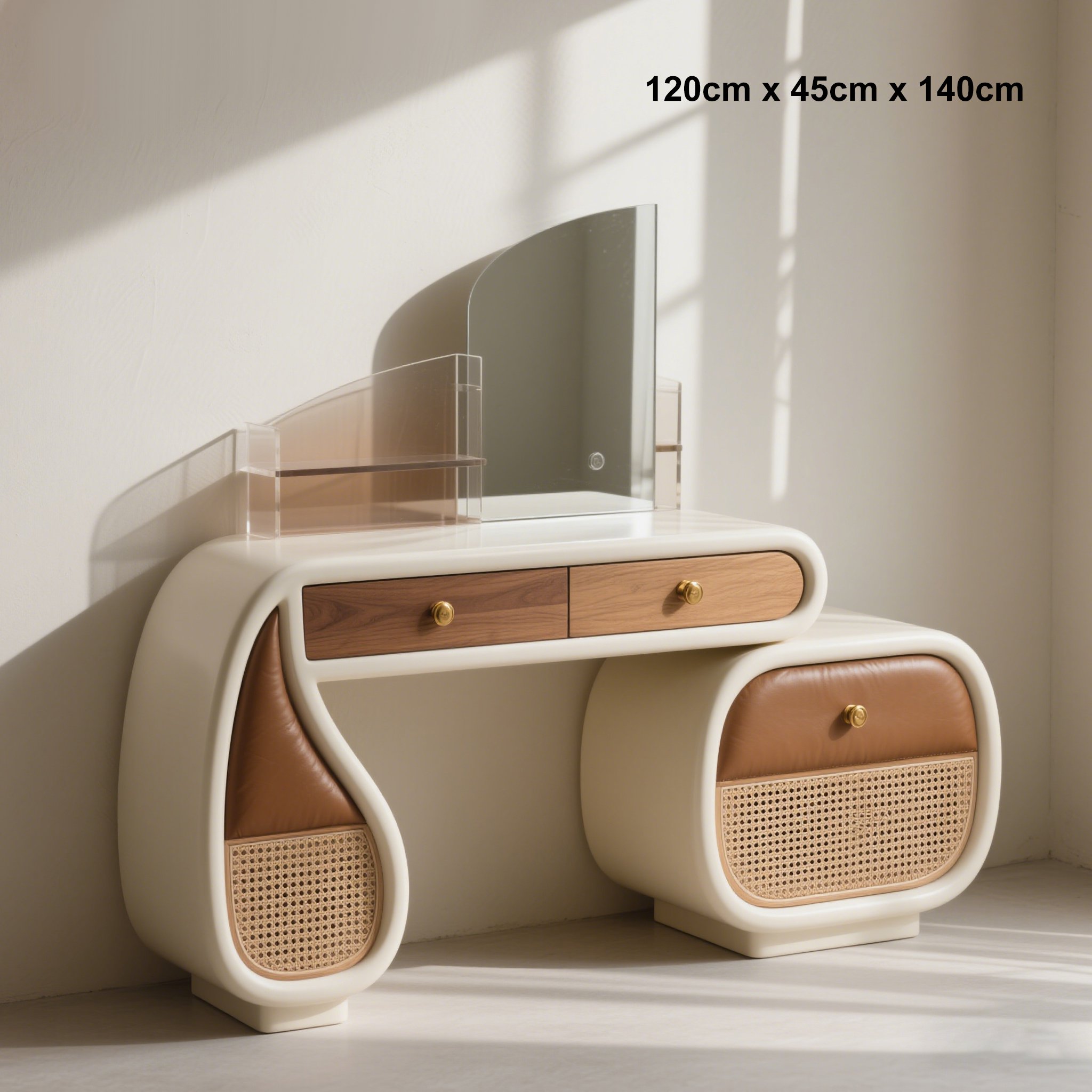 Szczegół szuflad w nowoczesnej toaletce