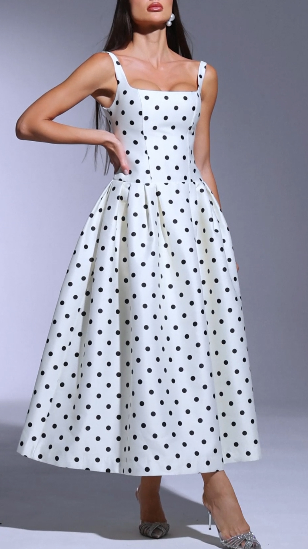 Ladies Suspender Patchwork Polka Dot Elegant Temperament Dress