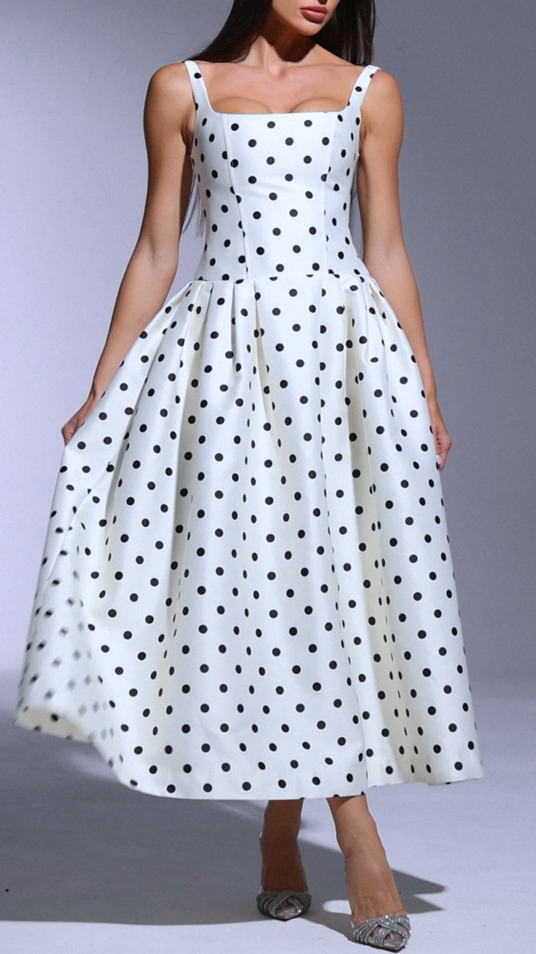 Ladies Suspender Patchwork Polka Dot Elegant Temperament Dress