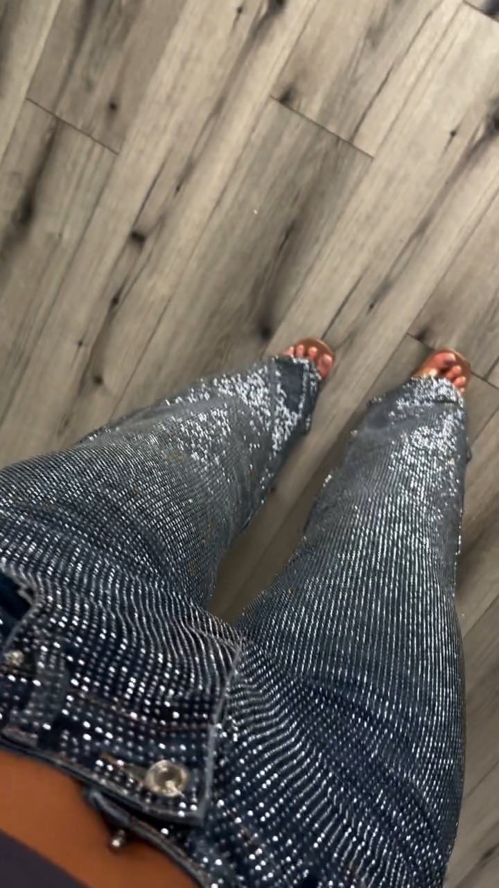 Women Hot Rhinestone Sparkling Casual Jeans