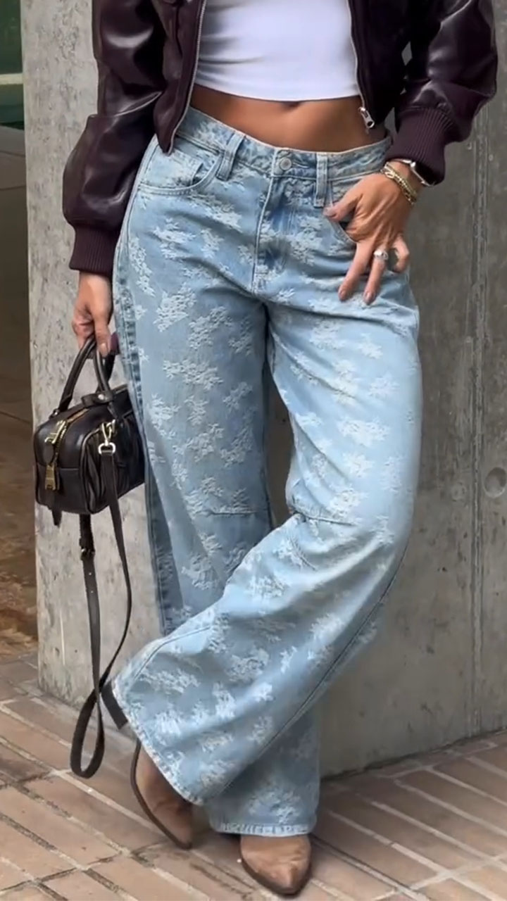 Women Printed Loose Casual Jeans
