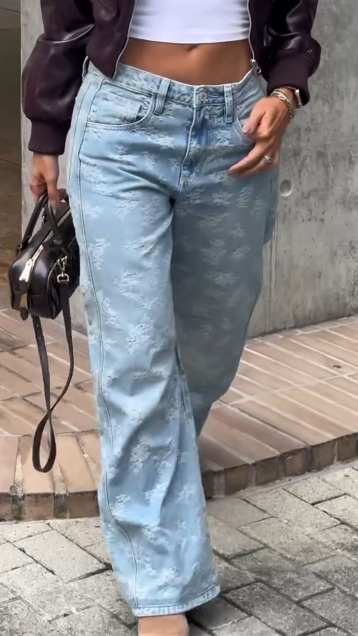Women Printed Loose Casual Jeans