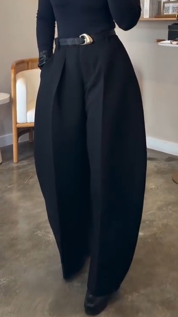 Women Solid Color Commuting Casual Pants