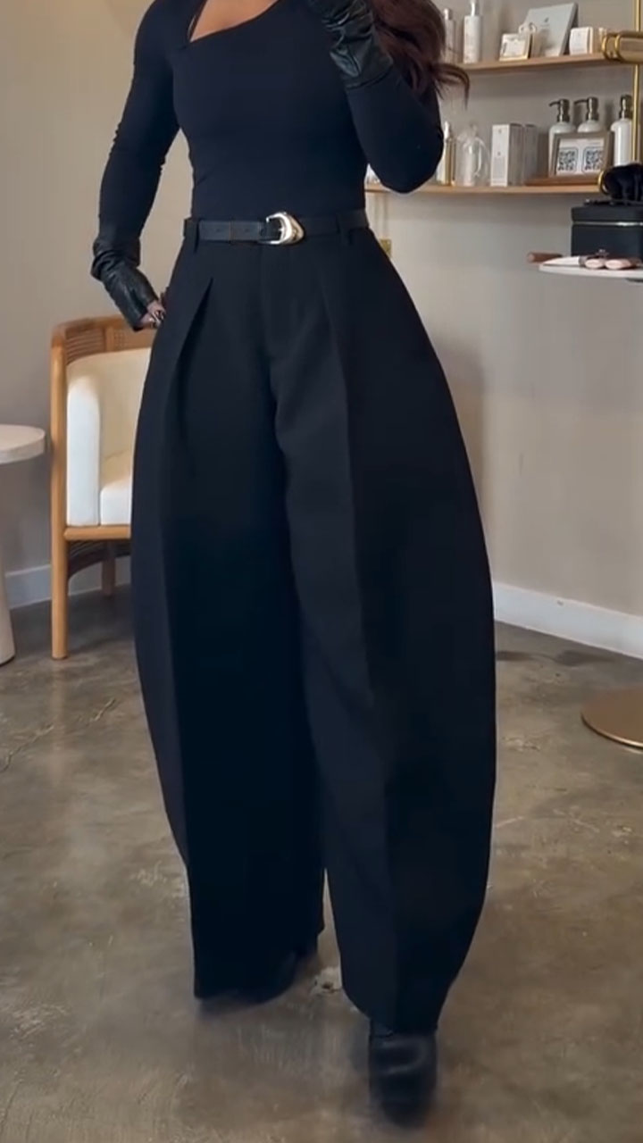 Women Solid Color Commuting Casual Pants