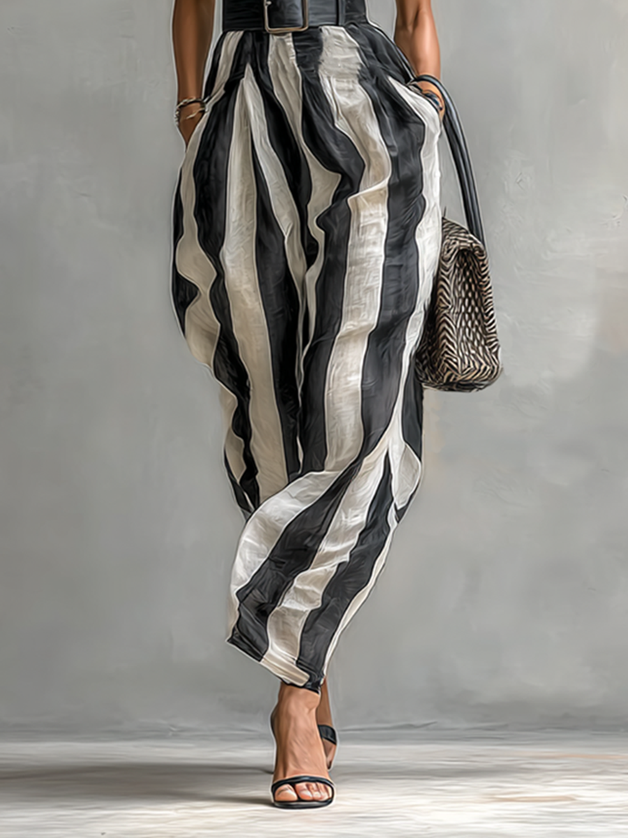 Women's High Collar Chiffon Short Sleeve Belt Maxi Dress MDA0987G2Y