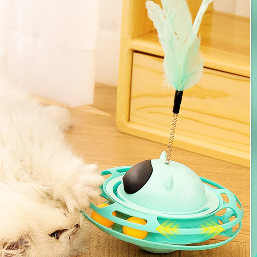 Cat Feather Tumbler Ball Tracks Interactive Cat Toys