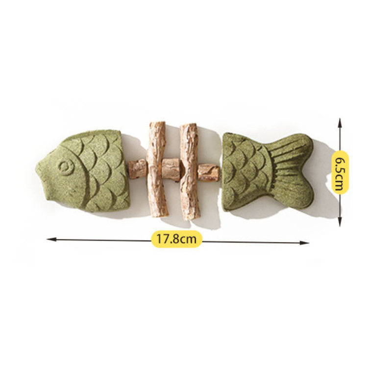 Cat Toy Fish Bone Catnip Wood Teething Stick